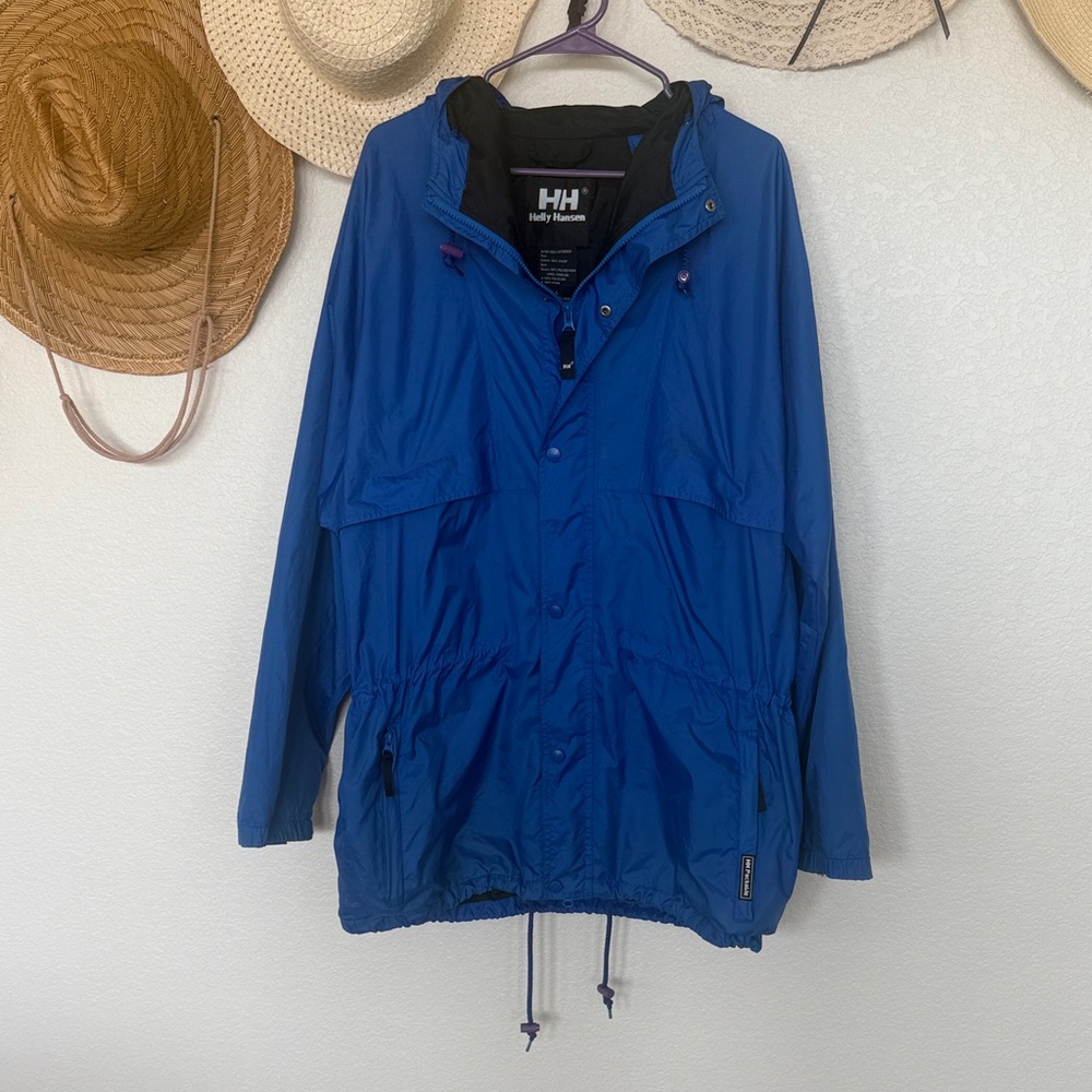 Helly Hansen Packable Blue Windbreaker Raincoat F… - image 1